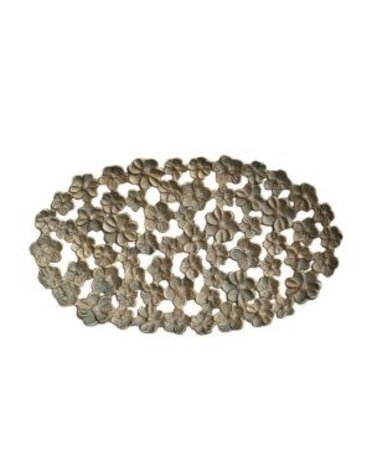 Flower Tray with Cut-Outs, Antique Gold Finish, 17.5 X 10 in.