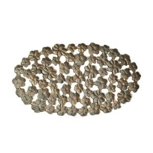 Flower Tray with Cut-Outs, Antique Gold Finish, 17.5 X 10 in.