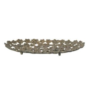 Flower Tray with Cut-Outs, Antique Gold Finish, 17.5 X 10 in.