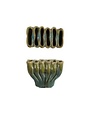 Stoneware Sculptural Vase with 6 Sections, Green, 4.25 X 2.5 X 3