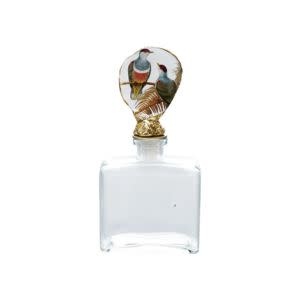 Decorative Glass Bottle with Oyster Shell Bird Image Stopper, Multi-Color, 3.75 X 1.75 X 8.5
