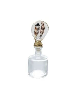 Decorative Glass Bottle with Oyster Shell Feather Image Stopper, Multi-Color, 2.75 X 7.75 in.