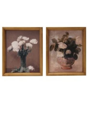 Wood Framed Flowers in Vase Wall Art, Assorted Designs, 10"x 12"
