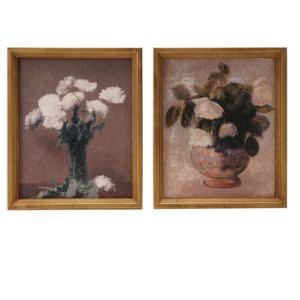 Wood Framed Flowers in Vase Wall Art, Assorted Designs, 10"x 12"