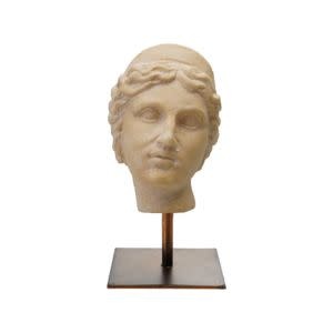 Resin Bust with Metal Stand, Cream, 4.25 X 3 x 6.5 in.