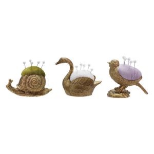 Velvet Antique Gold Animal Pin Cushion, Assorted Styles, 3 in.