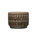 Embossed Stoneware Planter, 8 X 6 in.