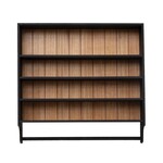 Wood & MDF Wall Shelf w/ 3 Shelves & Rod, Black & Stained Finish
