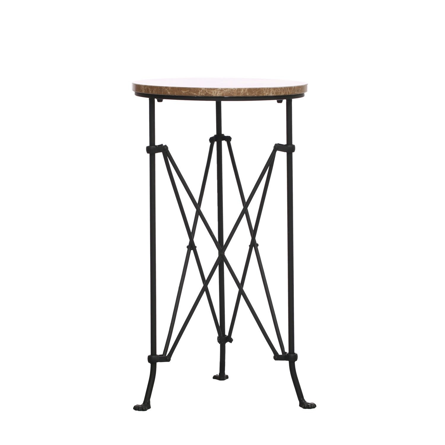 Metal Table w/ Marble Top, 14"x 26"