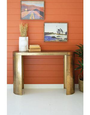 Oval Antique Brass Console Table, 48 x 15 x 32 Furniture Available for Delivery or Pick Up