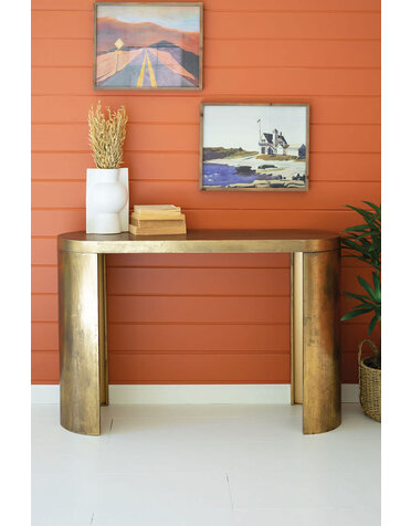 Oval Antique Brass Console Table, 48 x 15 x 32 Furniture Available for Delivery or Pick Up