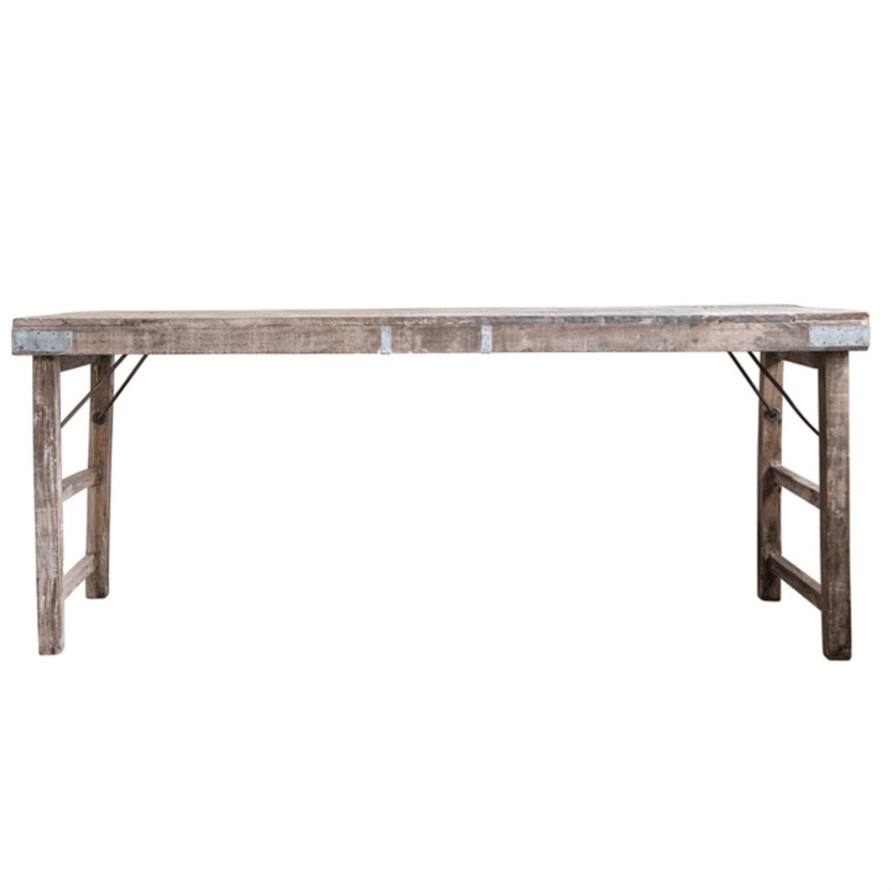 Reclaimed Wood Folding Table w/ Tin Patches, Available for local pick up