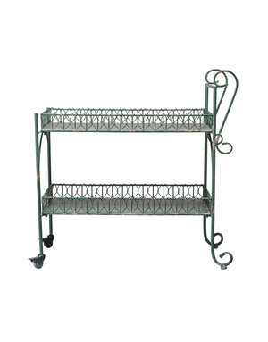 Metal 2-Tier Bar Cart on Casters, 38"x 16"x 38"