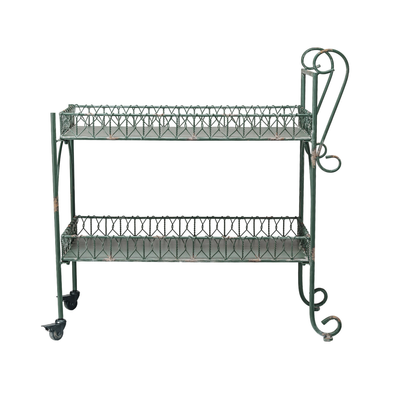 Metal 2-Tier Bar Cart on Casters, 38"x 16"x 38"