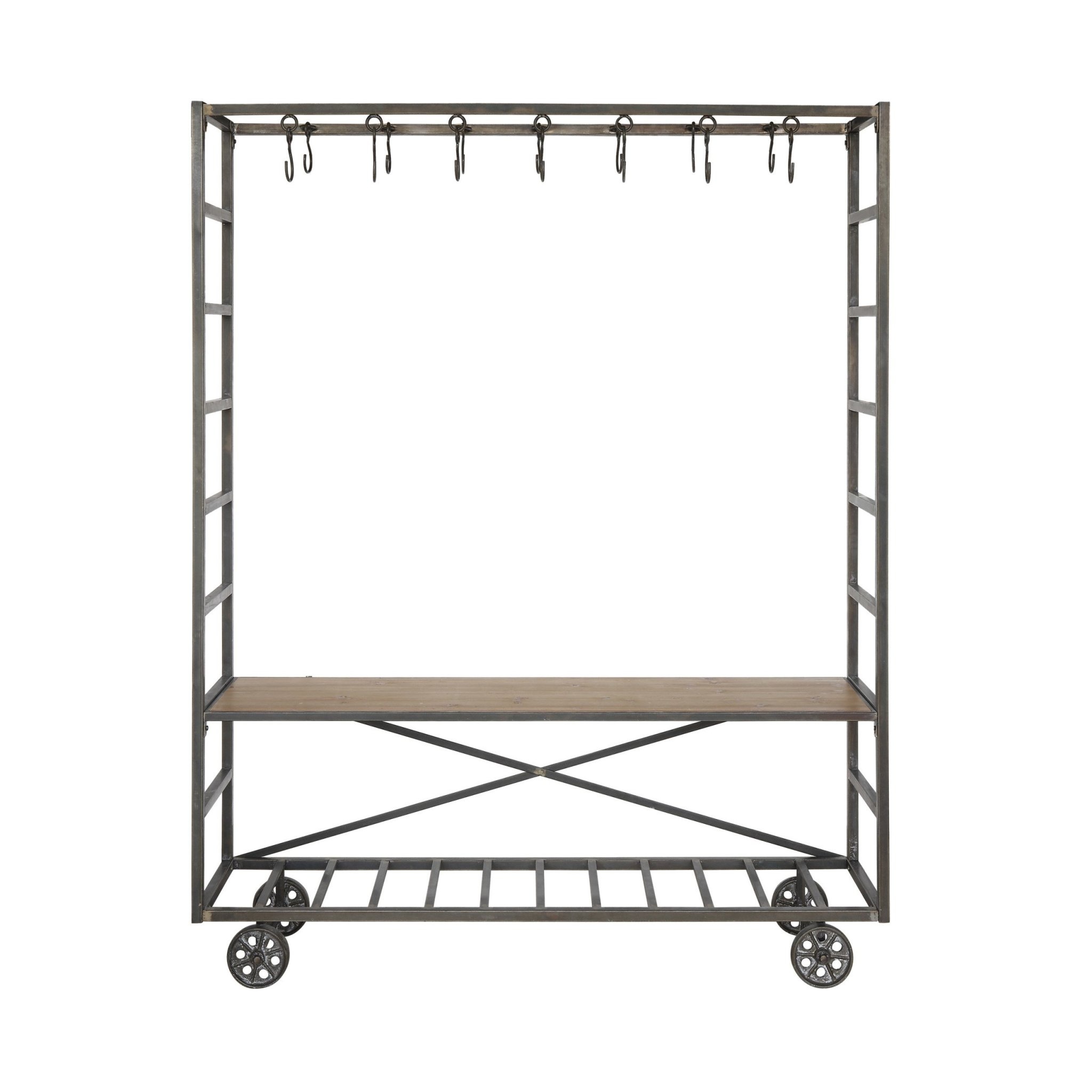 Metal Cart & Bench w/ Hooks, 62"x 15"x 78" Available for special order