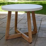 Round Ivory Eucalyptus Accent Table, 20 in.