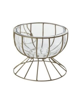 Iron Cage Compote Stand, Gold, 7.75 X 6.5 in.