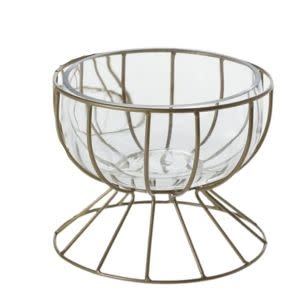 Iron Cage Compote Stand, Gold, 7.75 X 6.5 in.