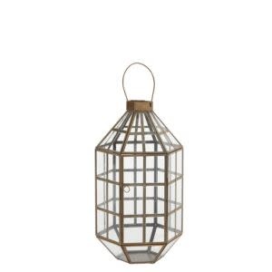 Aged Brass Atrium Lantern, 7.5 X 6.75 X 14