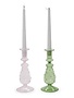 Two's Company Verre Hand-Crafted Taper Candle Holder, Pink or Green, Large, 12.25 in.