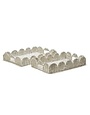 Two's Company Scalloped Edge White Wicker Tray, Small, 14.5 X 9.5 in.