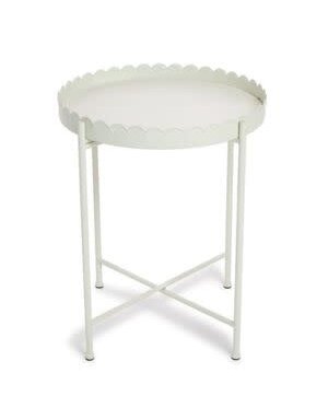 Two's Company Scallop Edge Round Metal Accent Table, White, 24.25 X 20.25
