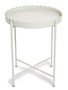 Two's Company Scallop Edge Round Metal Accent Table, White, 24.25 X 20.25