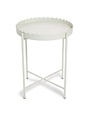 Two's Company Scallop Edge Round Metal Accent Table, White, 24.25 X 20.25