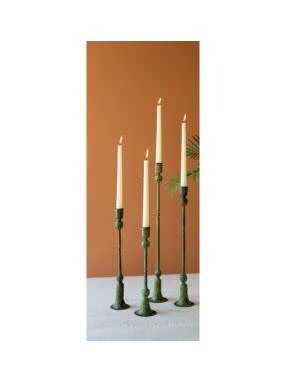 Forged Iron Taper Candle Holders, Green Patina, Medium, 13 in.