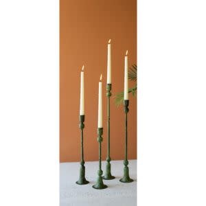 Forged Iron Taper Candle Holders, Green Patina, Small, 11 in.