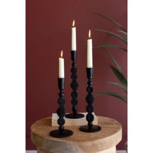 Forged Iron Taper Candle Holder, Waxed Black, Large, 12 in.