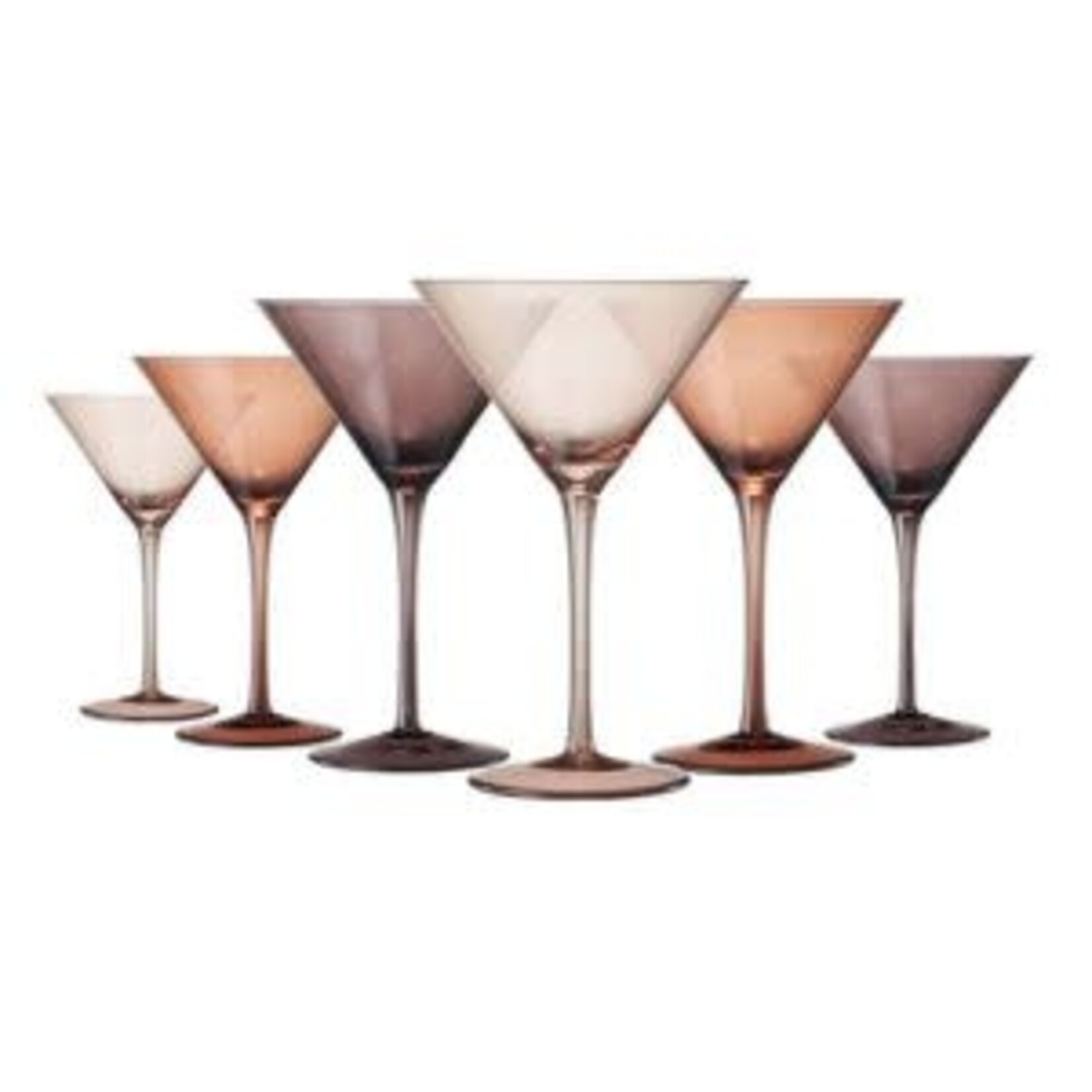 Khen Venus Martini Glass Set, 8oz., Set of 6, Brown