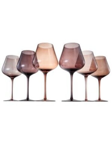 Khen Colored Wine Glass Set, 20oz., Set of 6, Brown