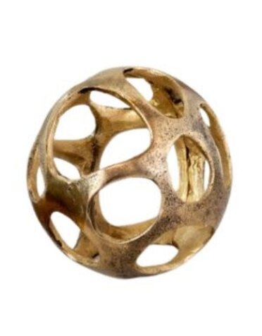 Decorative Ball with Holes, Antique Brass, 4 in.