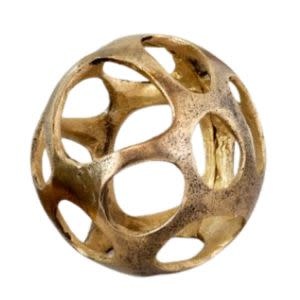 Decorative Ball with Holes, Antique Brass, 4 in.