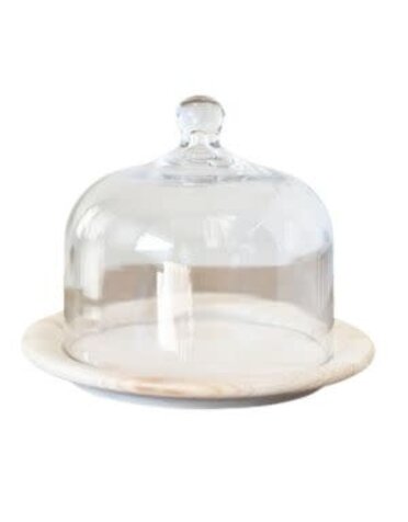 Bell Jar on Wood Tray, 8.75 X 6.5 in.