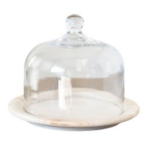 Bell Jar on Wood Tray, 8.75 X 6.5 in.