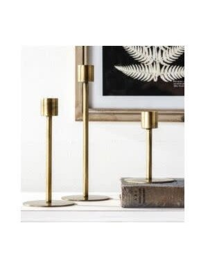 Antique Brass Candle Holder, Large, 8 in.