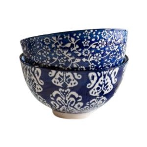 Blue Floral Rice Bowls, Assorted Designs, 4.7 in.