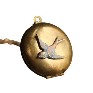 Silk Purse, Sow's Ear Antique Bird Locket, 22 in.
