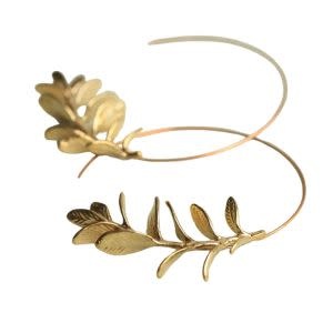 Silk Purse, Sow's Ear Botanical Leaf Hoop Earrings Gold, 5 cm.