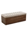 Advika Storage Ottoman Bench, Ankara Carved, Grey Linen, 47 X 18 X 17, Furniture Available for Local Delivery or Pick Up