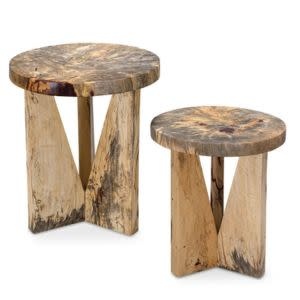 Nadette Nesting Tables, Natural, Set of Two, 16 X 19 X 16 and 18 X 21 X 18, Furniture Available for Local Delivery or Pick Up