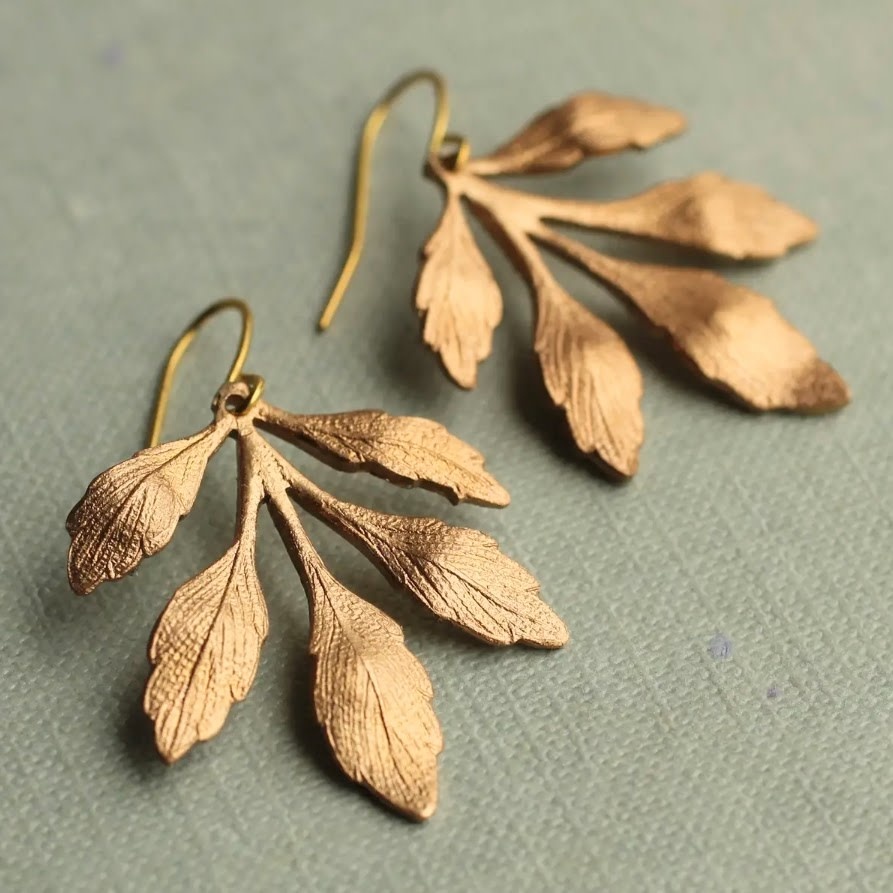 Silk Purse, Sow's Ear Gold Leaf Chandelier Earrings