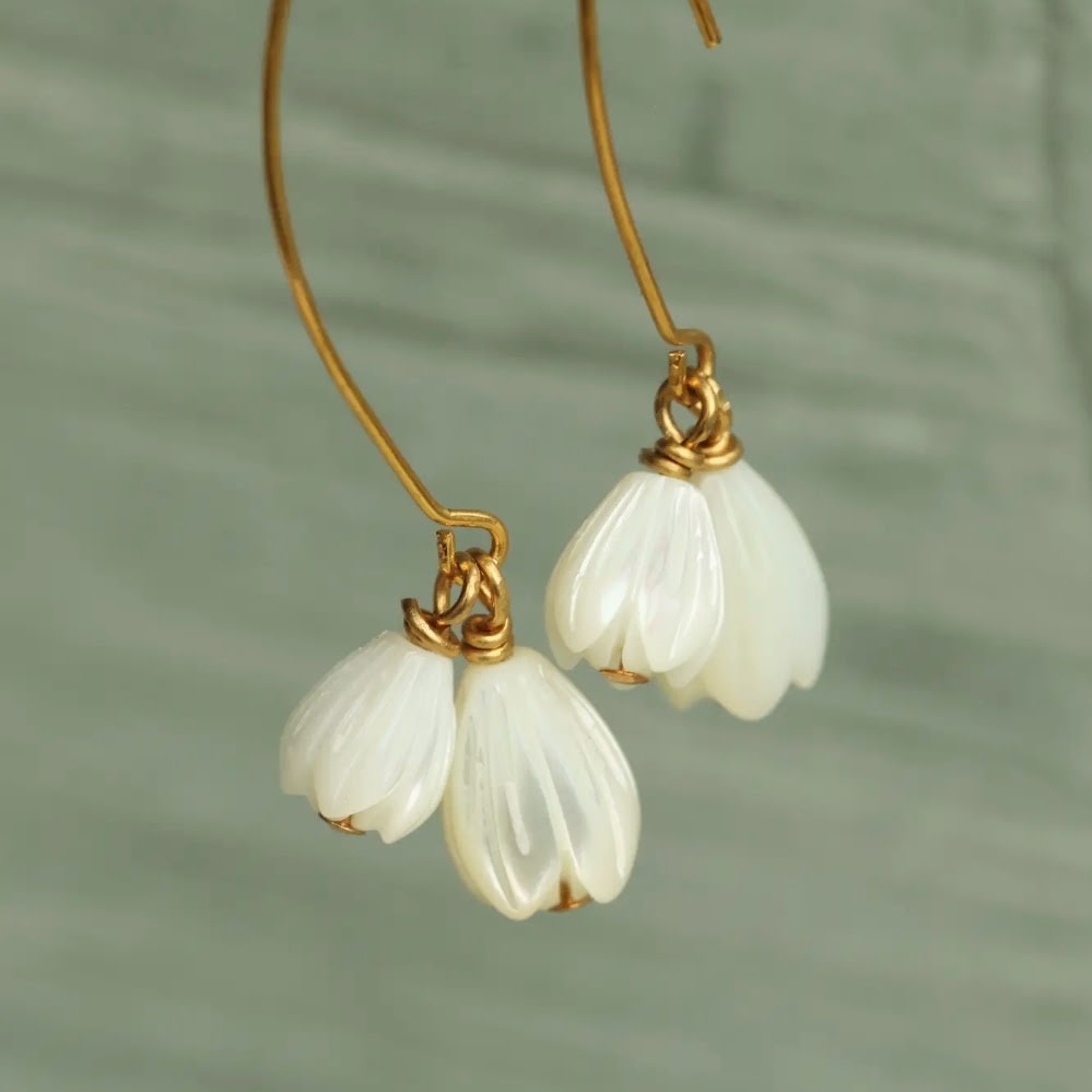 Silk Purse, Sow's Ear Pearl Snowdrop Earrings, Gold Plated
