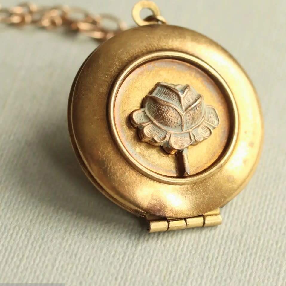 Silk Purse, Sow's Ear Tudor Rose Locket Necklace, 18 in.