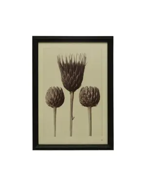 Artichoke Wood Framed Glass Wall Art, Black & Antique White