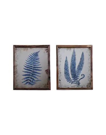 Wood Framed Wall Decor with Fern 15"