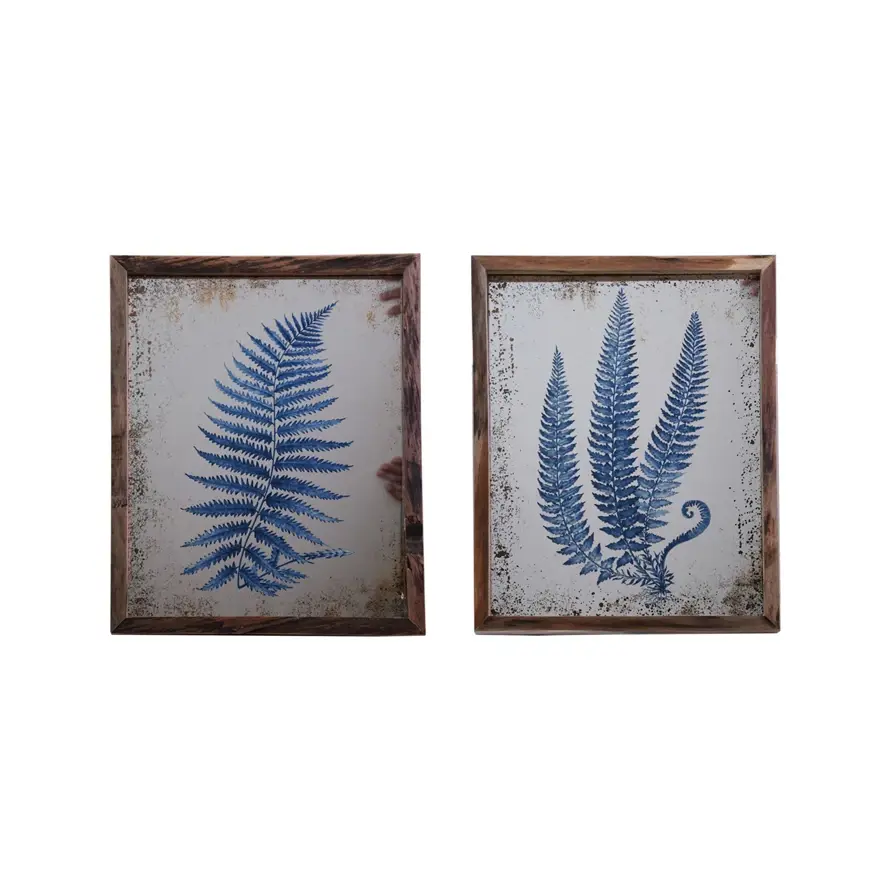Wood Framed Wall Decor with Fern 15"