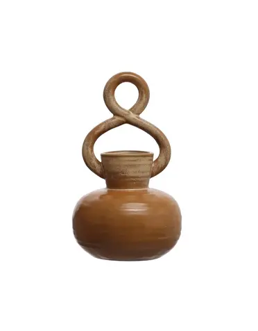 Stoneware Vase Reactive Glaze Brown 8.5"